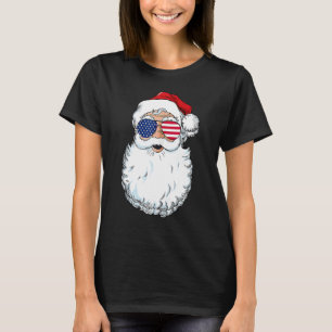 Santa Claus Patriotic USA Sunglasses Christmas in  T-Shirt