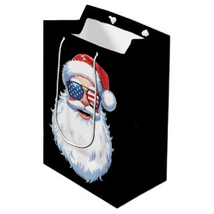 Santa Claus Patriotic USA Sunglasses Christmas  Medium Gift Bag