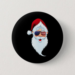 Santa Claus Patriotic Usa Sungles Christmas In Jul 6 Cm Round Badge