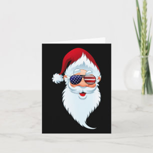 Santa Claus Patriotic Usa Sungles Christmas In Jul Card