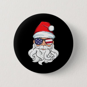 Santa Claus Patriotic Usa Sungles Kids Christmas I 6 Cm Round Badge