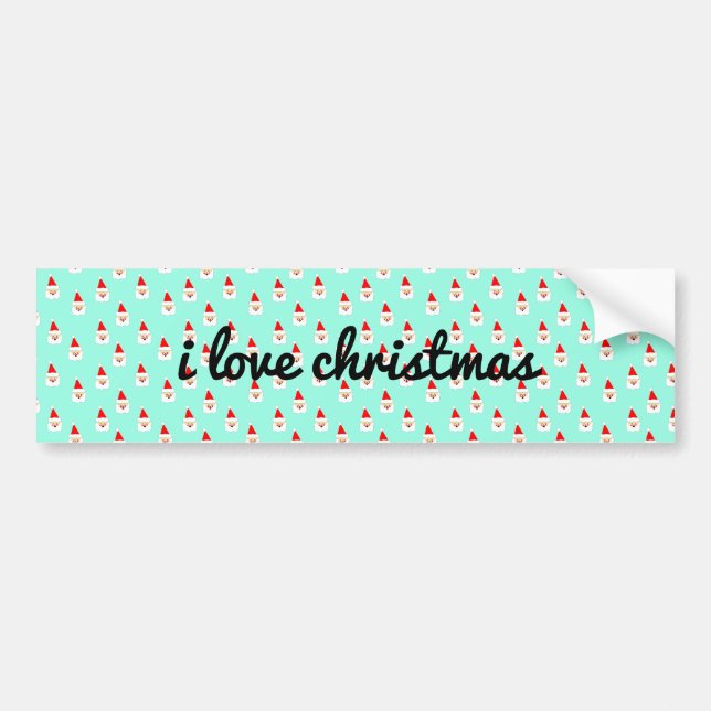 santa claus pattern mid century christmas bumper sticker (Front)