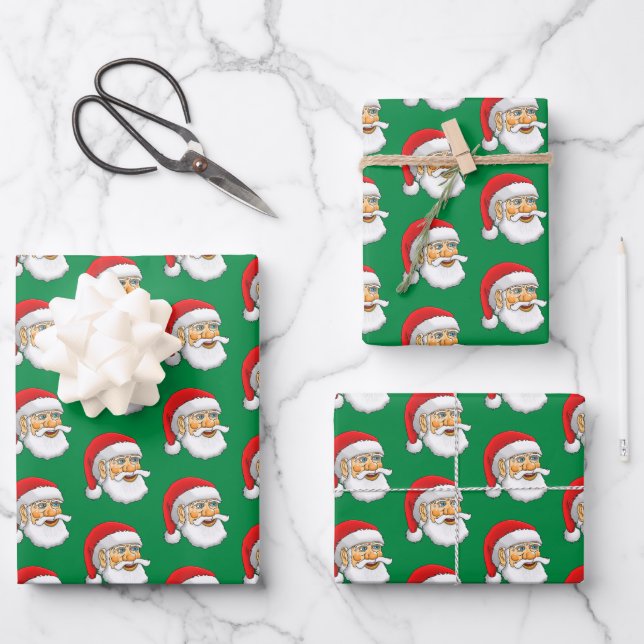 Santa Claus Pattern Wrapping Paper Sheet (Front)