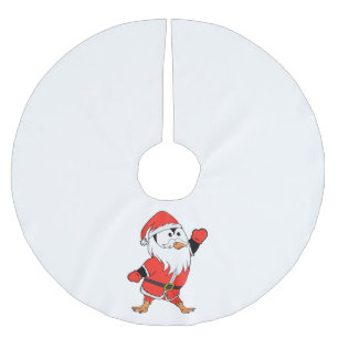 Santa Claus Penguin Ready for Christmas Brushed Polyester Tree Skirt