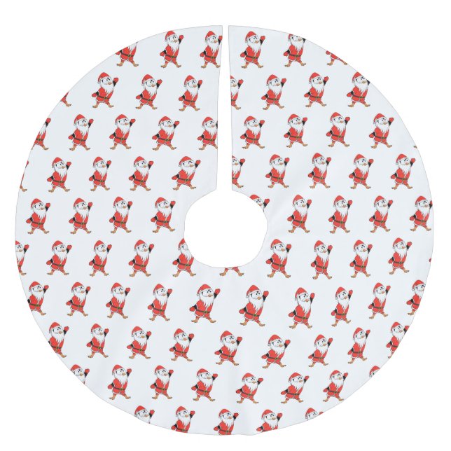 Santa Claus Penguin Ready for Christmas Brushed Polyester Tree Skirt (Front)