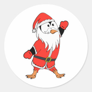 Santa Claus Penguin Ready for Christmas Classic Round Sticker