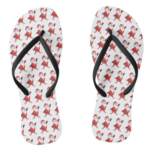 Santa Claus Penguin Ready for Christmas Jandals (Footbed)
