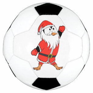 Santa Claus Penguin Ready for Christmas Soccer Ball