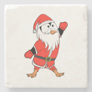 Santa Claus Penguin Ready for Christmas Stone Coaster