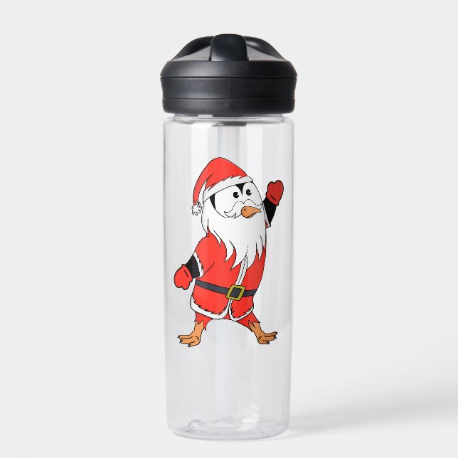 Santa Claus Penguin Ready for Christmas Water Bottle (Front)