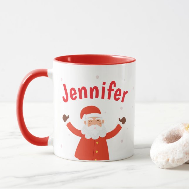 Santa  Claus Personalise Christmas Coffee Mug (With Donut)