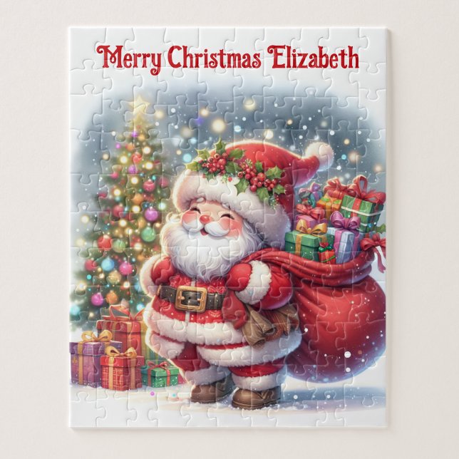 Santa Claus Personalise Name Children's Gift Jigsaw Puzzle (Creator Uploaded)