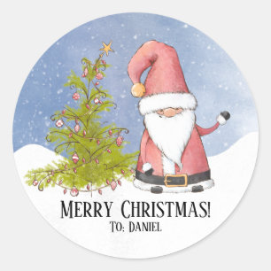 Santa Claus Personalised Christmas Classic Round Sticker