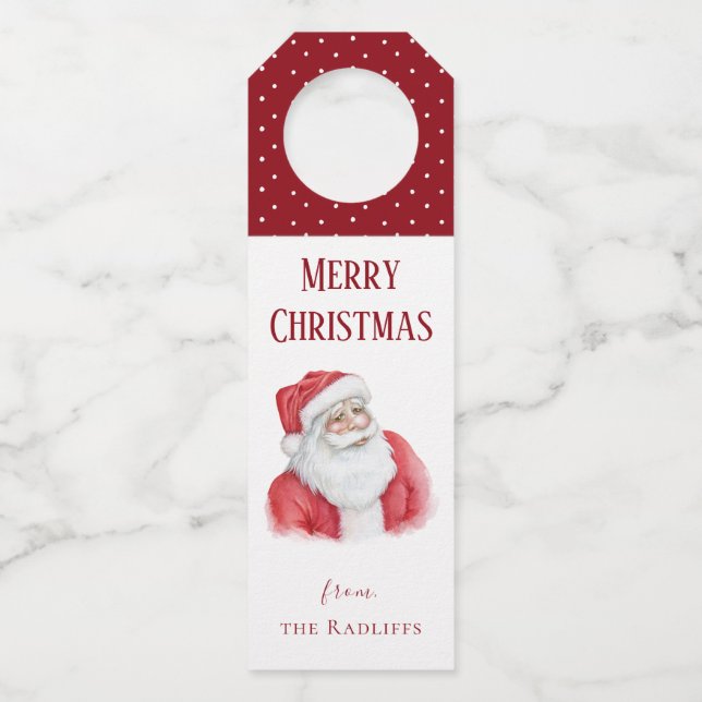 Santa Claus Personalised Holiday Bottle Hanger (Front)