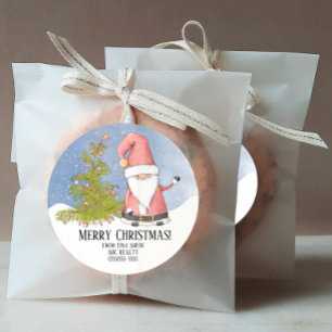 Santa Claus Personalised Merry Christmas Classic R Round Sticker