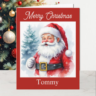 Santa Claus Personalize Christmas for Grandchild Card