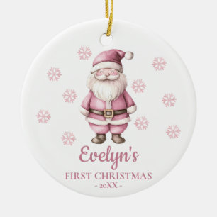 Santa Claus Personalized Girl's First Christmas Ceramic Tree Decoration