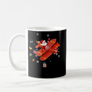 Santa Claus Pilot Flying Aeroplane Merry Christmas Coffee Mug