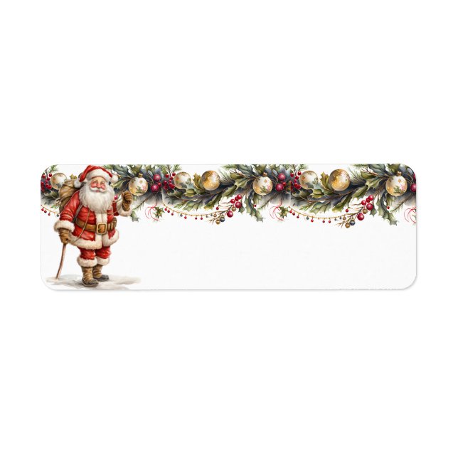 Santa Claus Pine Garland Gold Ornaments (Front)