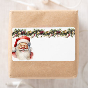 Santa Claus Pine Holly Garland Gold Ornaments