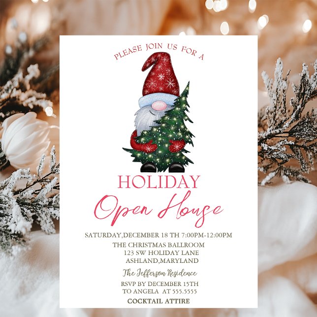 Santa Claus Pine Tree Holiday Open House   Invitation (Creator Uploaded)