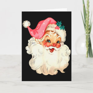 Santa Claus Pink Christmas Face Old Xmas Vintage P Card