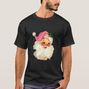 Santa Claus Pink Christmas Face Old Xmas Vintage P T-Shirt