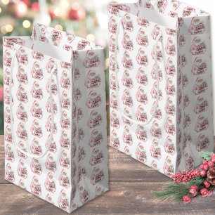 Santa Claus Pink Christmas Small Gift Bag