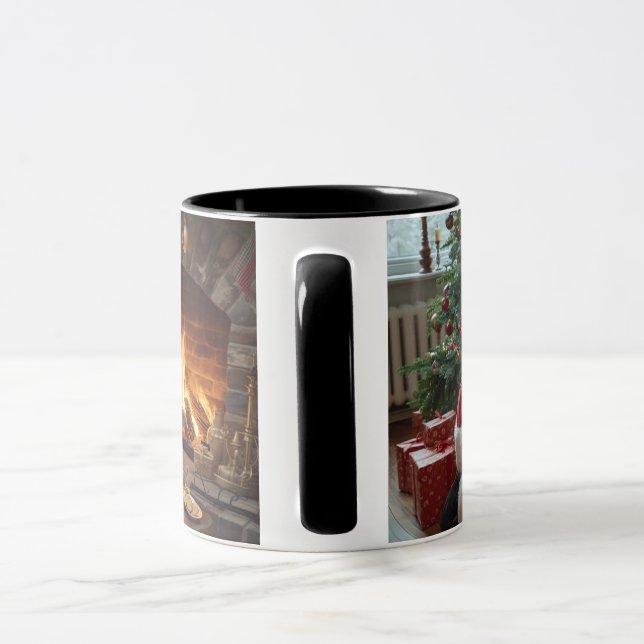 Santa Claus placing presents under the tree Mug (Handle)