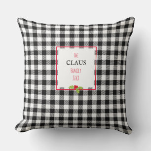Santa Claus Plaid Holly Christmas Family Festive Cushion