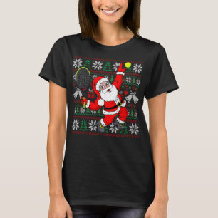 Santa Claus Play Tennis Ugly Christmas Sweater Chr