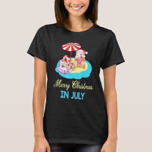 Santa Claus Play With Unicorn Duck Merry Christmas T-Shirt