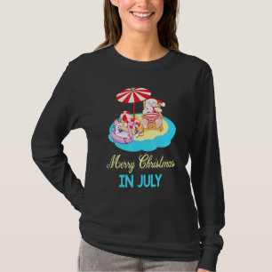 Santa Claus Play With Unicorn Duck Merry Christmas T-Shirt
