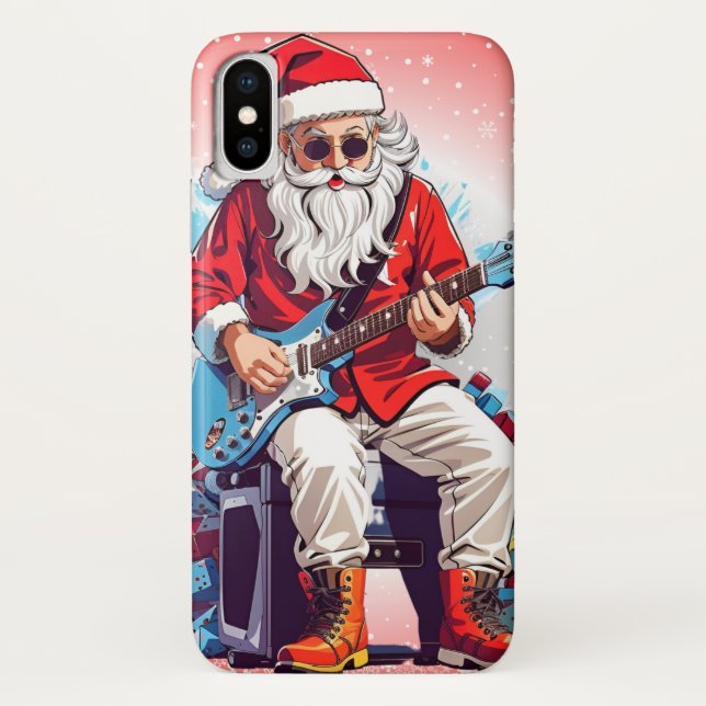 Santa Claus Playing a Guitar Case-Mate iPhone Case (Back)