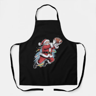 Santa Claus Playing American Football Christmas  Apron