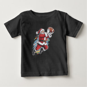 Santa Claus Playing American Football Christmas Baby T-Shirt