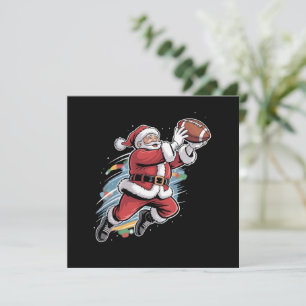 Santa Claus Playing American Football Christmas Holiday Card