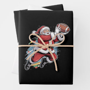 Santa Claus Playing American Football Christmas  Wrapping Paper Sheet