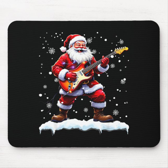 Santa Claus Playing B Guitar Christmas Xmas Music  Mouse Pad (Front)