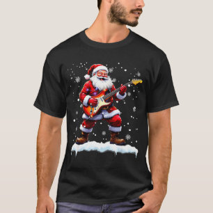 Santa Claus Playing B Guitar Christmas Xmas Music  T-Shirt