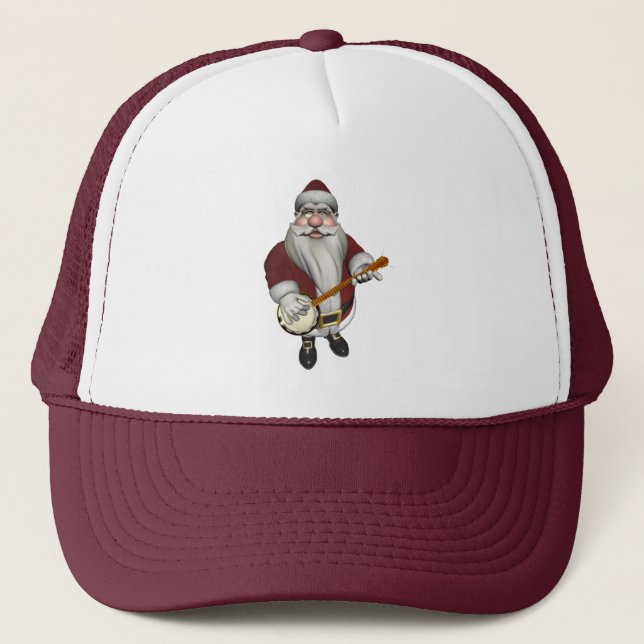 Santa Claus Playing Banjo Trucker Hat (Front)