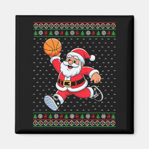 Santa Claus Playing Basketball Ugly Christmas Men Magnet