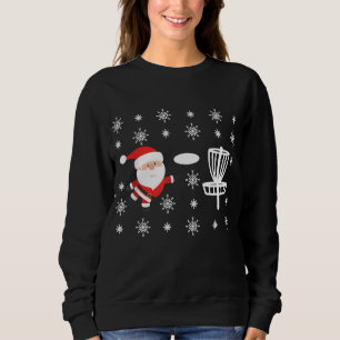 Santa Claus Playing Disc Golf Ugly Christmas Sweatshirt