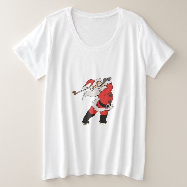 Santa Claus playing golf Plus Size T-Shirt (Design Front)