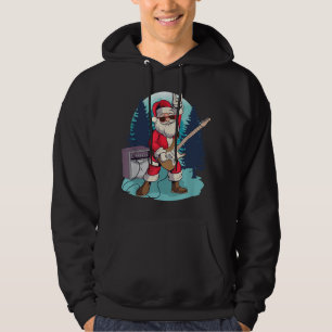 Santa Claus playing Guitar Funny Rock Christmas Mu Hoodie
