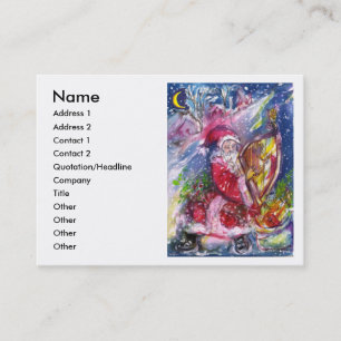 SANTA CLAUS PLAYING HARP IN THE MOONLIGHT BUSINESS CARD