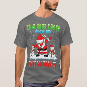 Santa Claus Playing Hockey Dabbing With Snowmies M T-Shirt