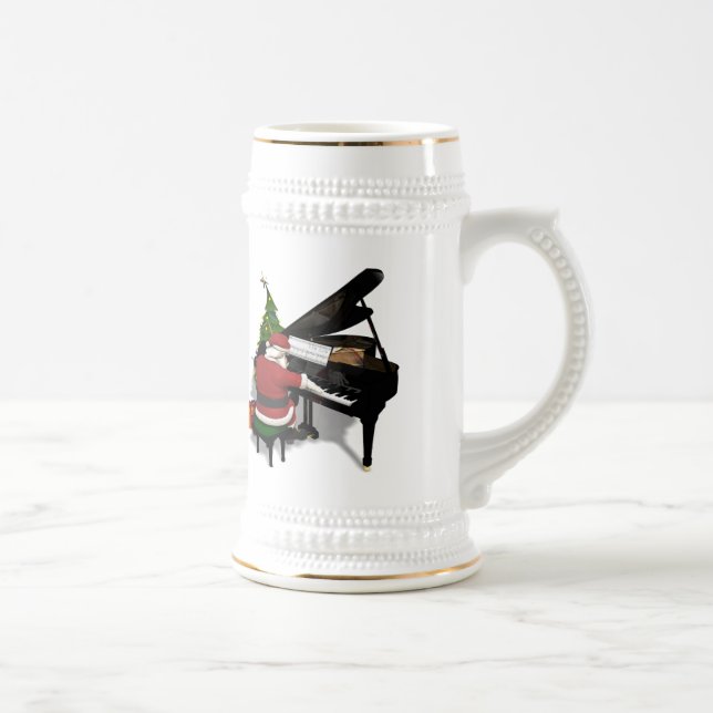 Santa Claus Playing Piano Beer Stein (Right)