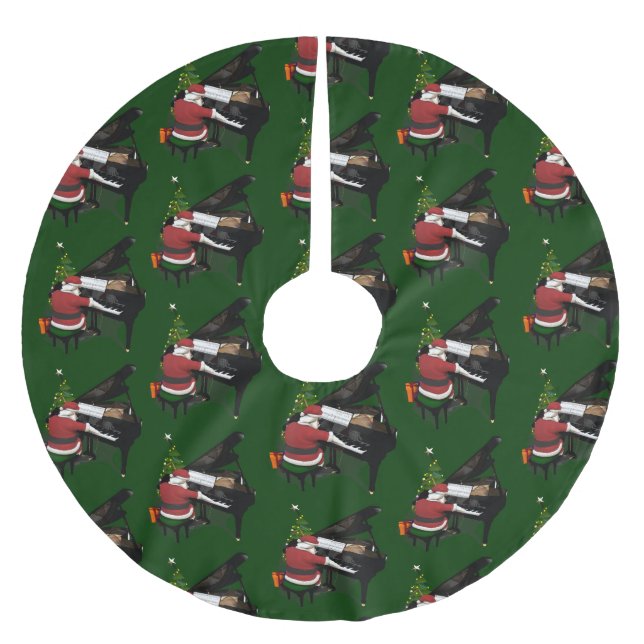 Santa Claus Playing Piano Brushed Polyester Tree Skirt (Front)