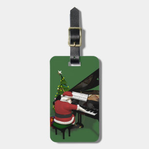 Santa Claus Playing Piano Luggage Tag